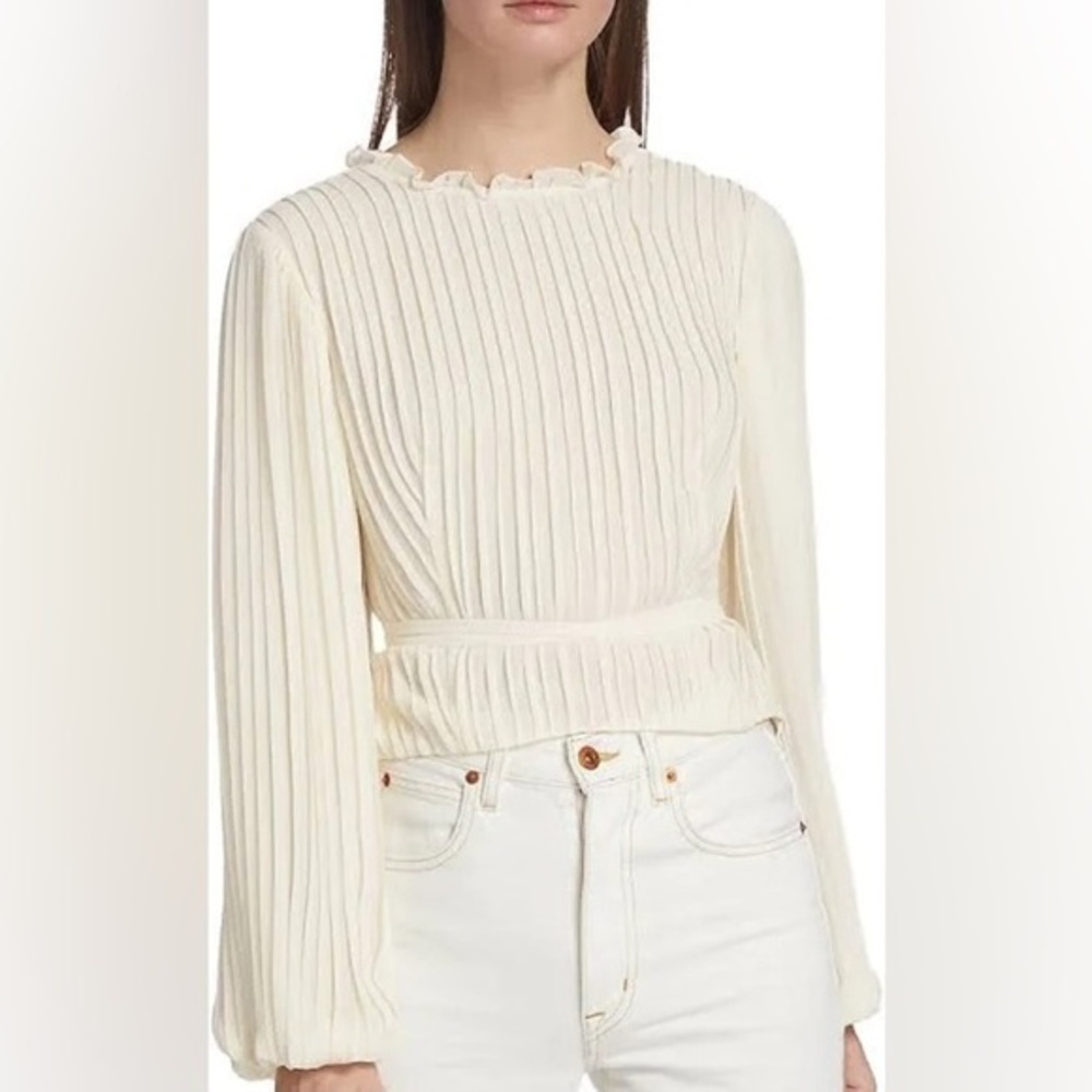 Off White Cut Out Blouse Large